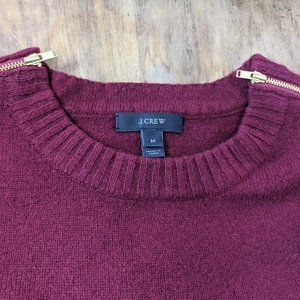J.Crew Maroon Crewneck Zipper Wool Sweater